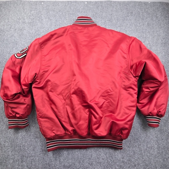 VTG Sooners Oklahoma University Bomber Jacket Mens M Crimson Red Xtreme Fanz - Picture 3 of 10